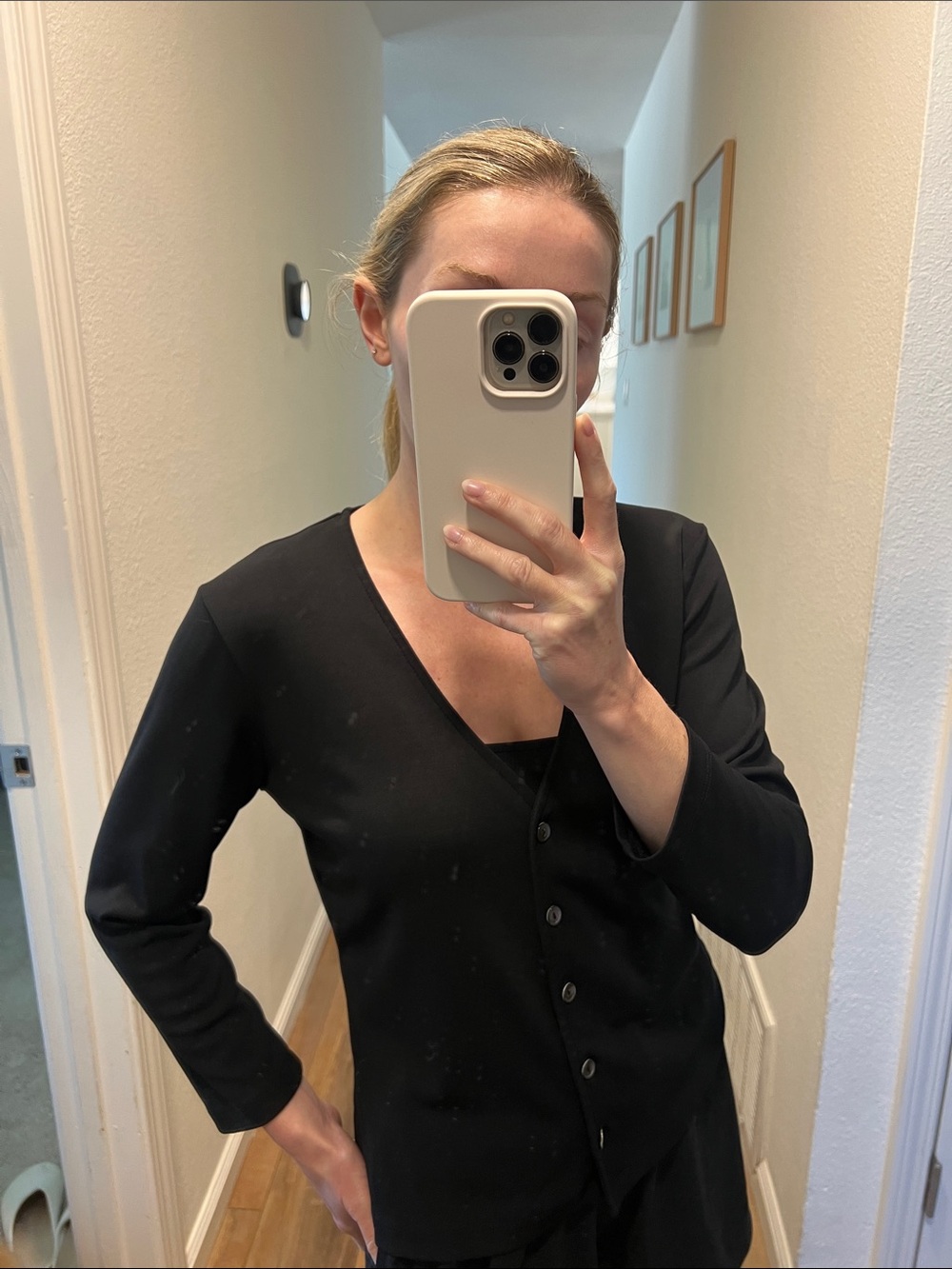Ann Taylor Black Button-Down rayon Shirt - Picture 4 of 4